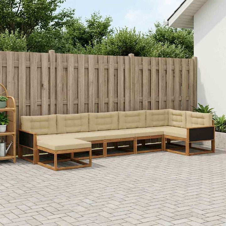 Udendørs sofagruppe med pude 7 pcs Naturlig og Beige