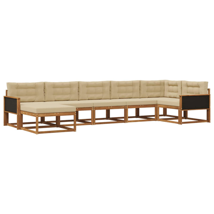 Udendørs sofagruppe med pude 7 pcs Naturlig og Beige