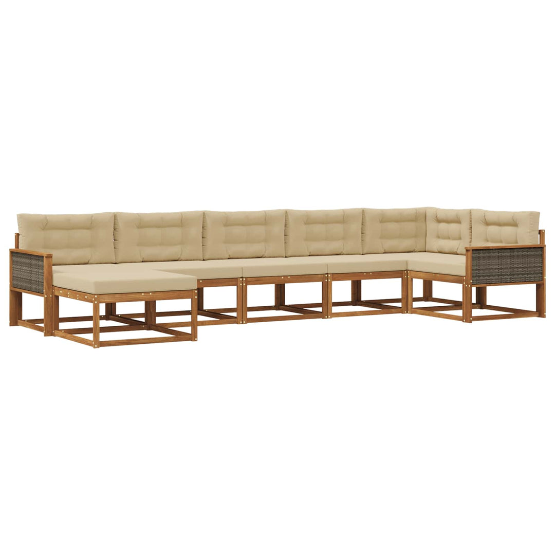 Udendørs sofagruppe med pude 7 pcs Naturlig og Beige