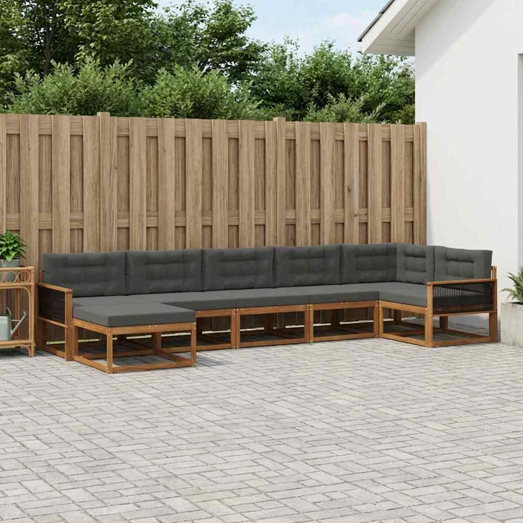 Udendørs sofagruppe med pude 7 pcs Naturlig og Antracit