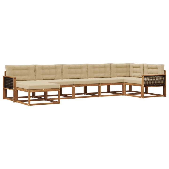 Udendørs sofagruppe med pude 7 pcs Naturlig og Beige