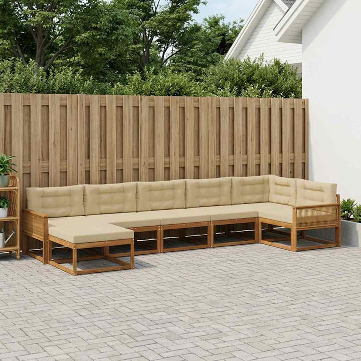 Udendørs sofagruppe med pude 7 pcs Naturlig og Beige
