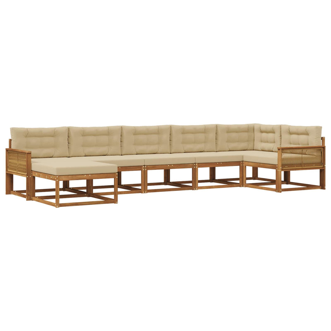 Udendørs sofagruppe med pude 7 pcs Naturlig og Beige