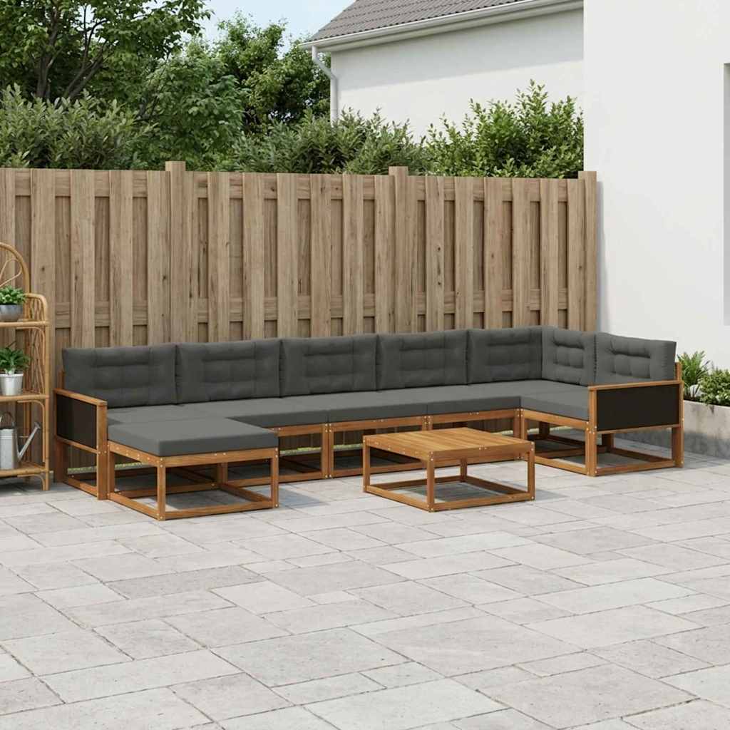 Udendørs sofagruppe med pude 8 pcs Naturlig og Antracit
