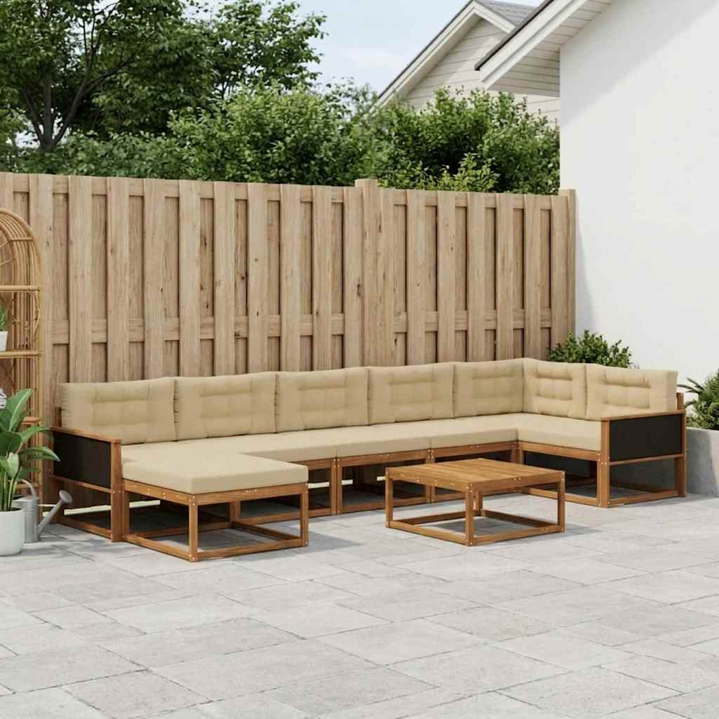 Udendørs sofagruppe med pude 8 pcs Naturlig og Beige