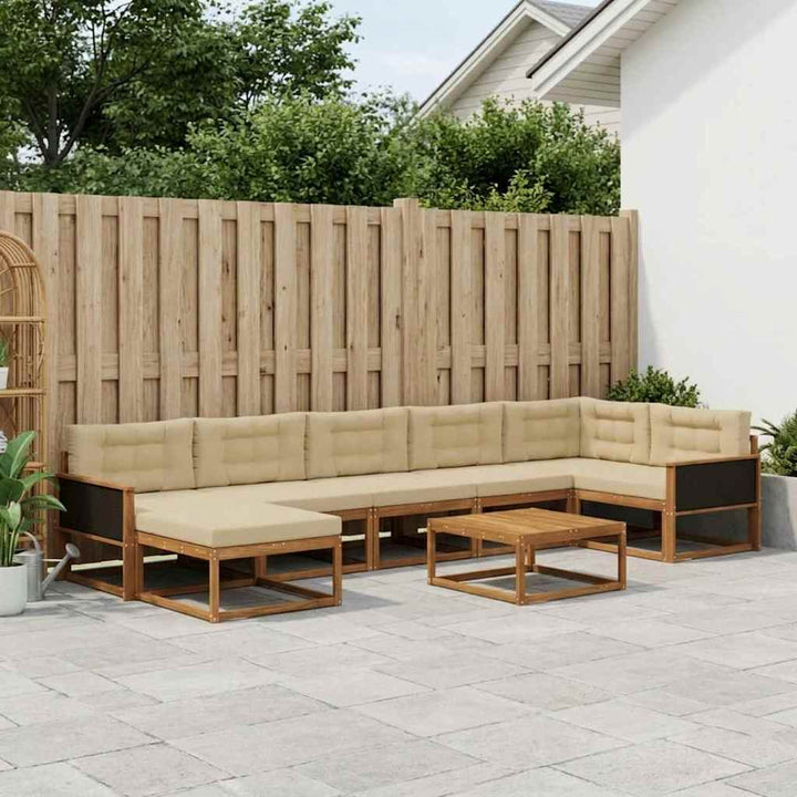 Udendørs sofagruppe med pude 8 pcs Naturlig og Beige