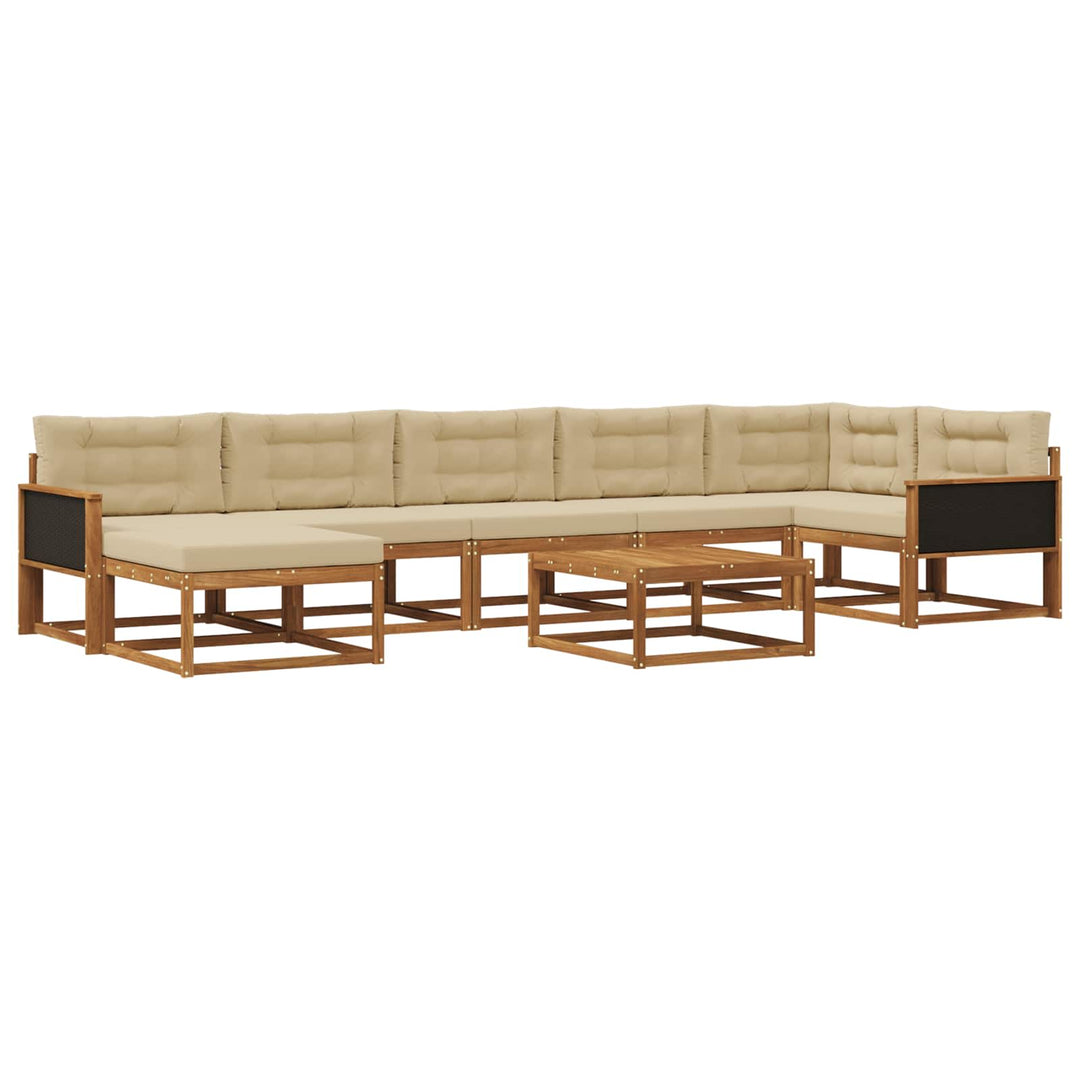 Udendørs sofagruppe med pude 8 pcs Naturlig og Beige