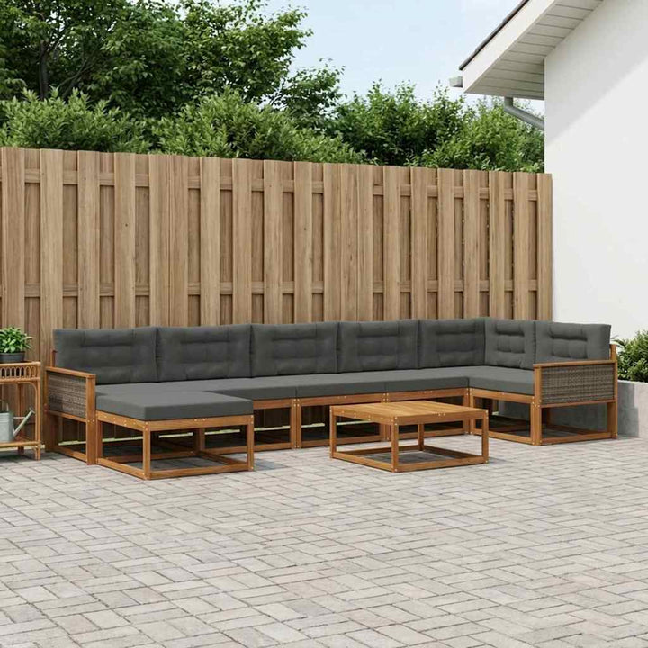 Udendørs sofagruppe med pude 8 pcs Naturlig og Antracit