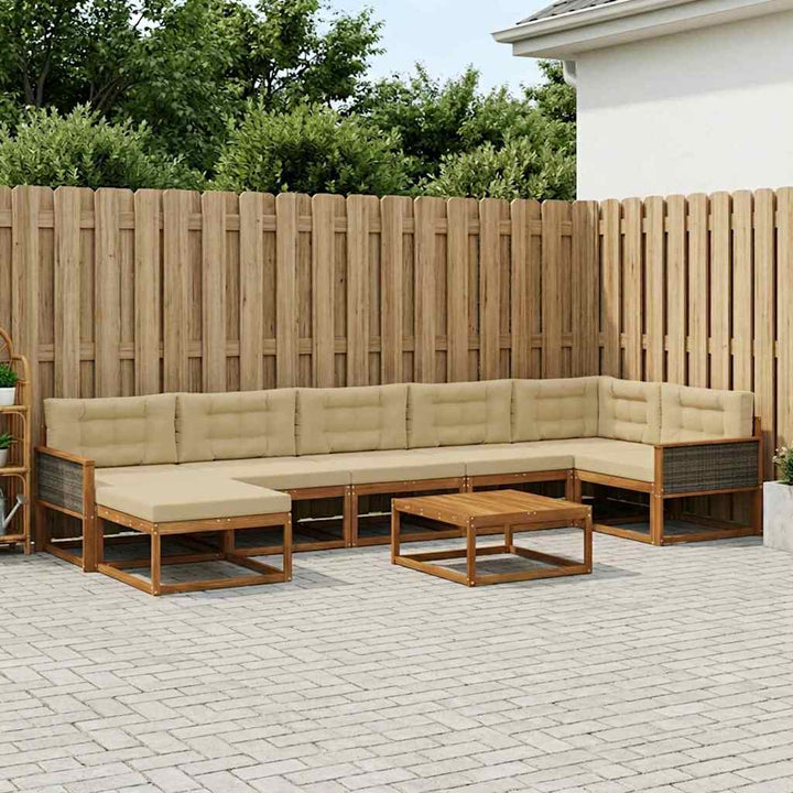 Udendørs sofagruppe med pude 8 pcs Naturlig og Beige