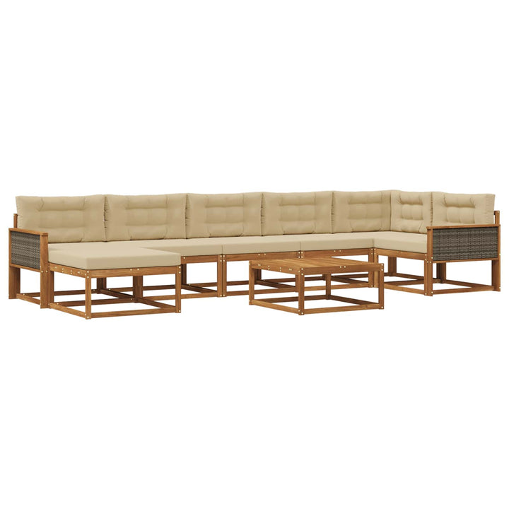 Udendørs sofagruppe med pude 8 pcs Naturlig og Beige