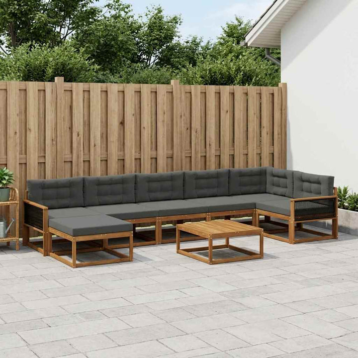 Udendørs sofagruppe med pude 8 pcs Naturlig og Antracit