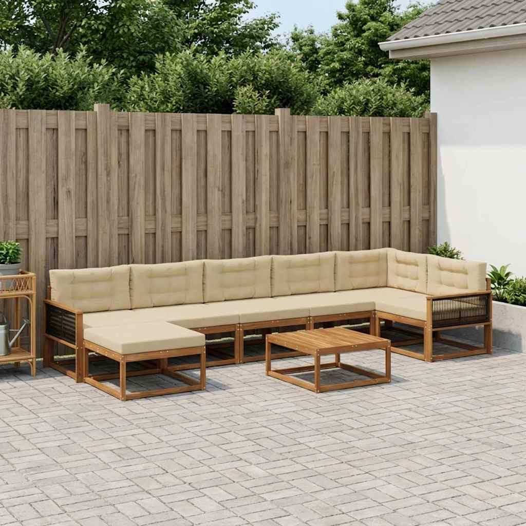 Udendørs sofagruppe med pude 8 pcs Naturlig og Beige