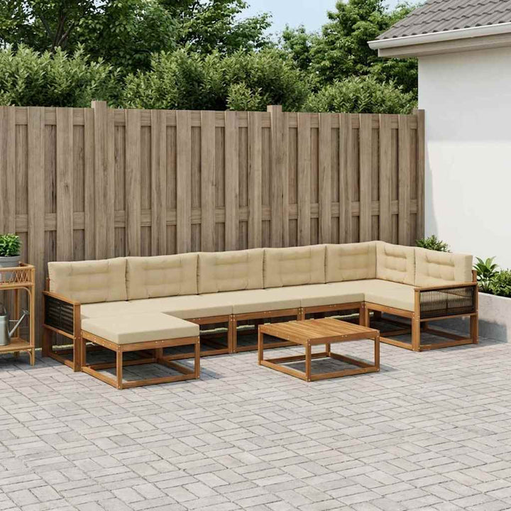 Udendørs sofagruppe med pude 8 pcs Naturlig og Beige