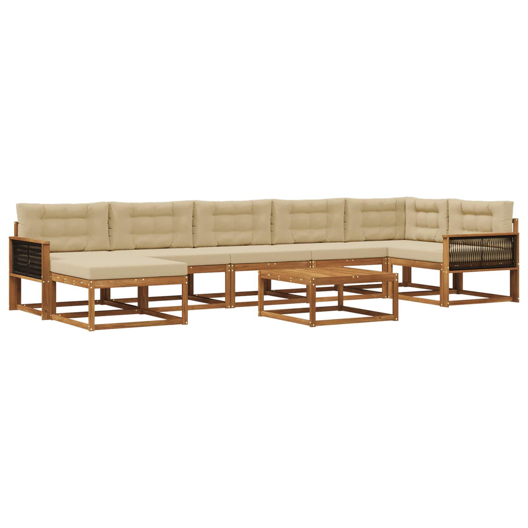 Udendørs sofagruppe med pude 8 pcs Naturlig og Beige