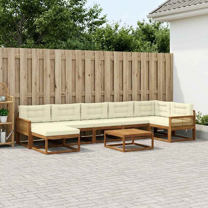 Udendørs sofagruppe med pude 8 pcs Naturlig og Fløde