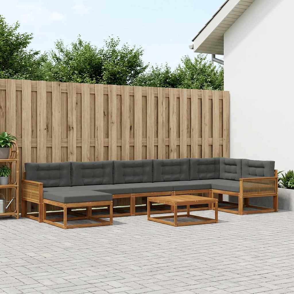 Udendørs sofagruppe med pude 8 pcs Naturlig og Antracit