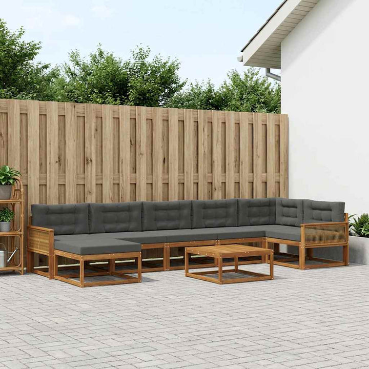 Udendørs sofagruppe med pude 8 pcs Naturlig og Antracit