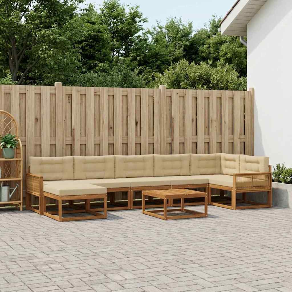 Udendørs sofagruppe med pude 8 pcs Naturlig og Beige
