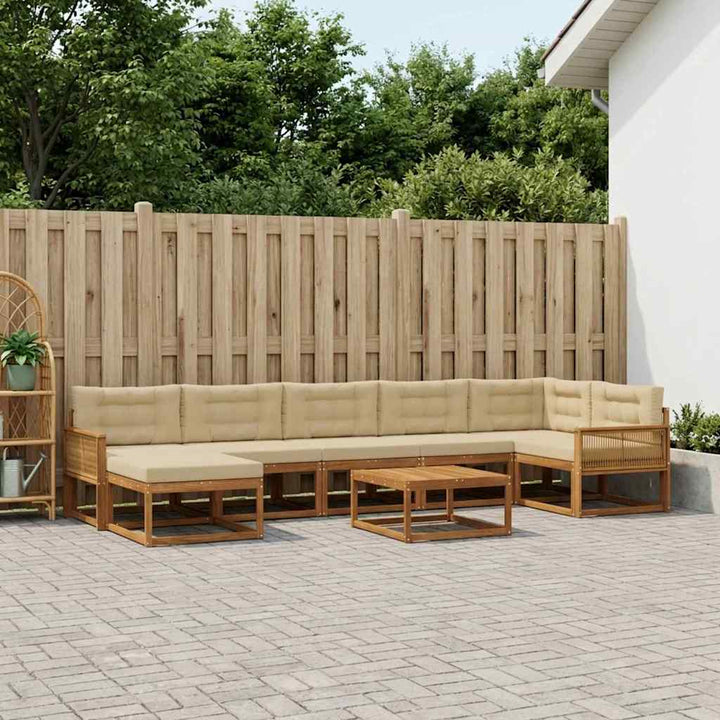 Udendørs sofagruppe med pude 8 pcs Naturlig og Beige