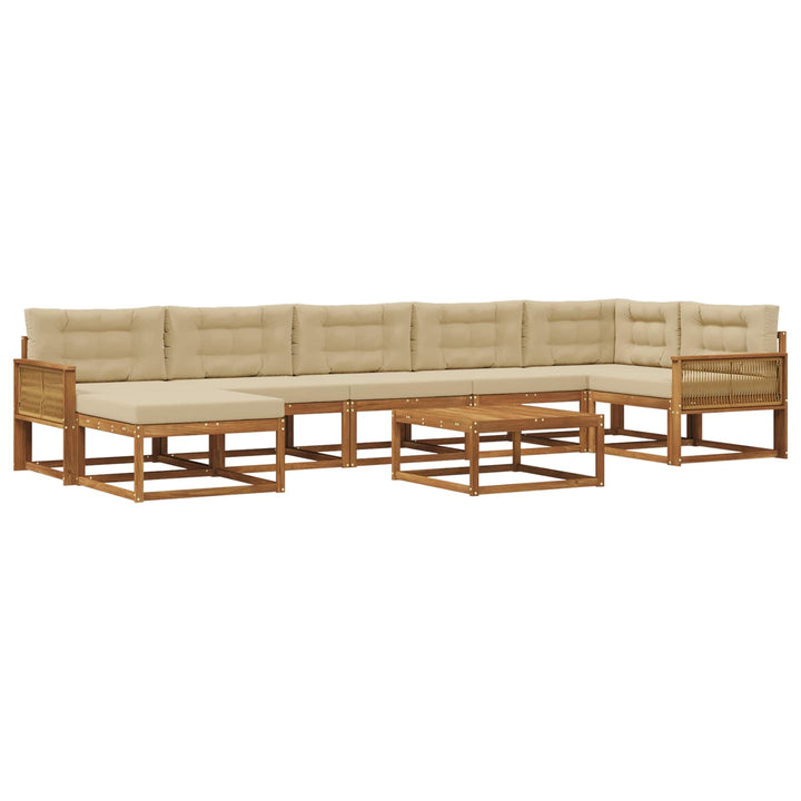 Udendørs sofagruppe med pude 8 pcs Naturlig og Beige