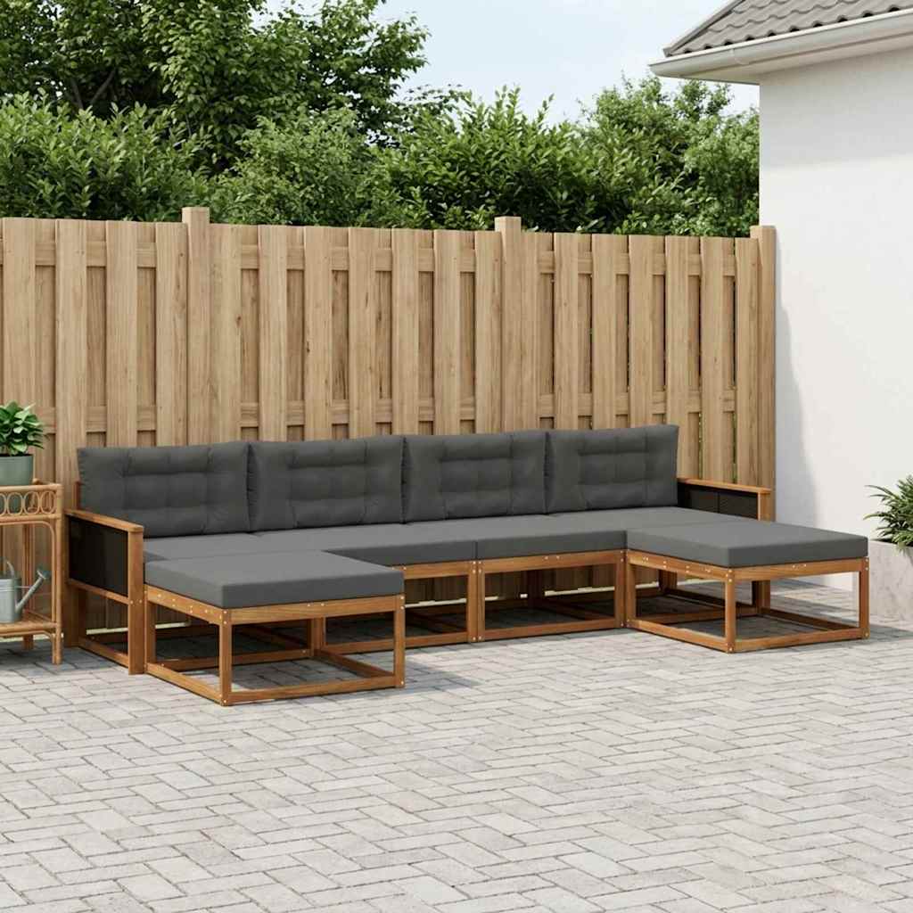 Udendørs sofagruppe med pude 6 pcs Naturlig og Antracit