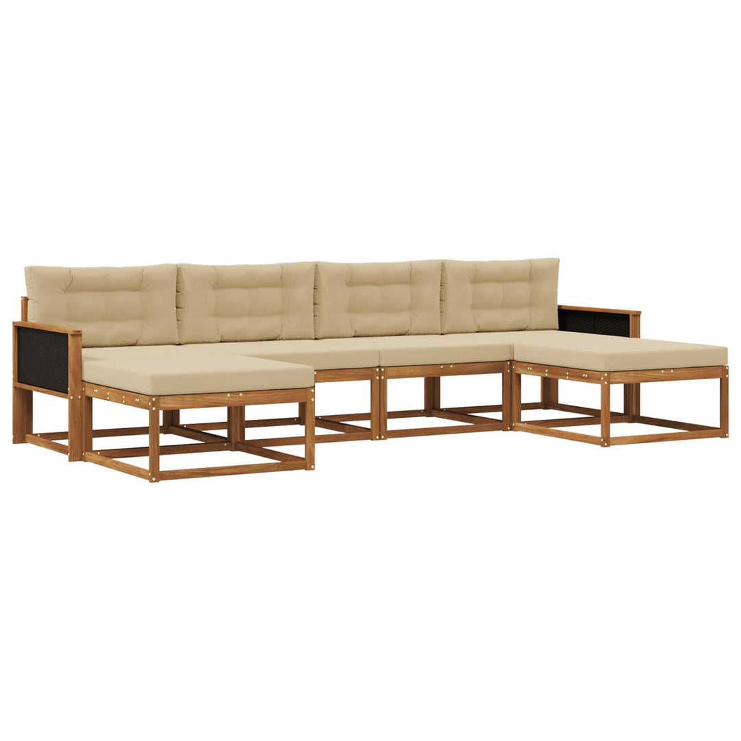 Udendørs sofagruppe med pude 6 pcs Naturlig og Beige