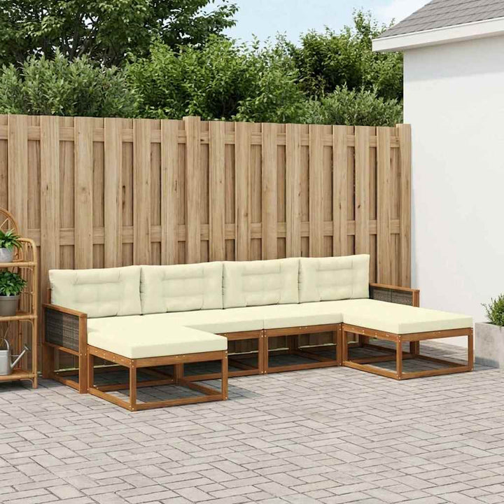 Udendørs sofagruppe med pude 6 pcs Naturlig og Fløde