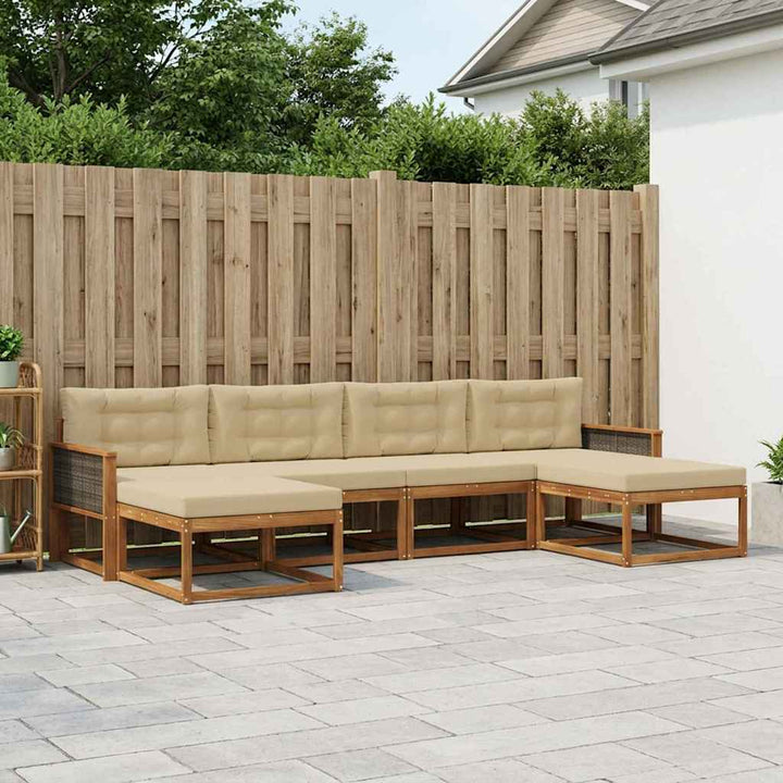 Udendørs sofagruppe med pude 6 pcs Naturlig og Beige