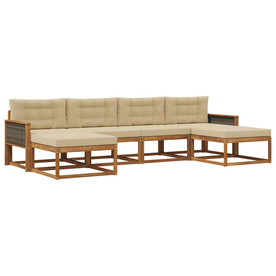 Udendørs sofagruppe med pude 6 pcs Naturlig og Beige
