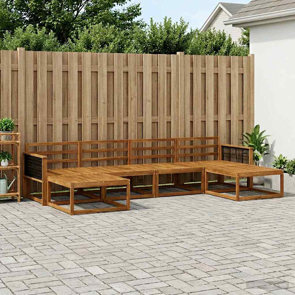 Udendørs sofagruppe 6 pcs Naturfarvet Massivt Akacietræ