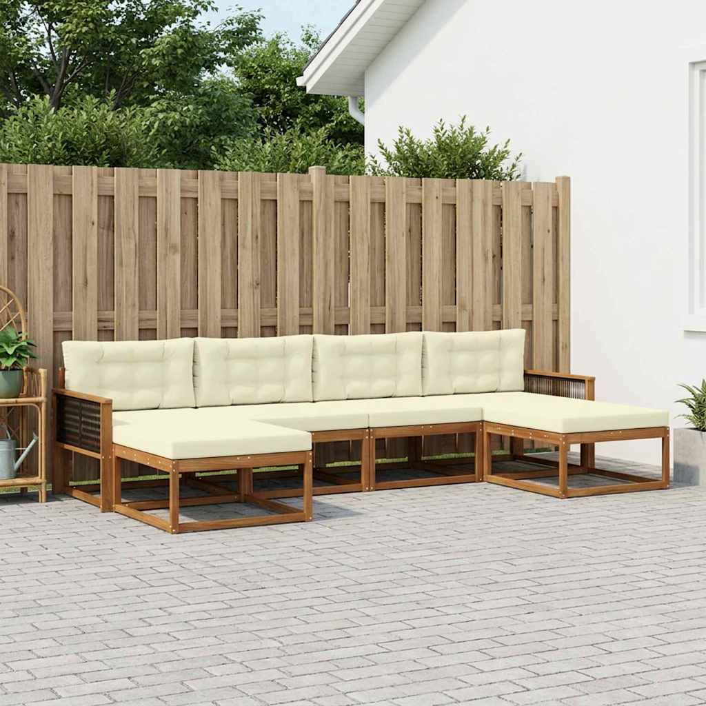 Udendørs sofagruppe med pude 6 pcs Naturlig og Fløde