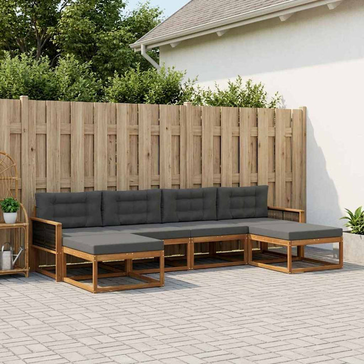 Udendørs sofagruppe med pude 6 pcs Naturlig og Antracit
