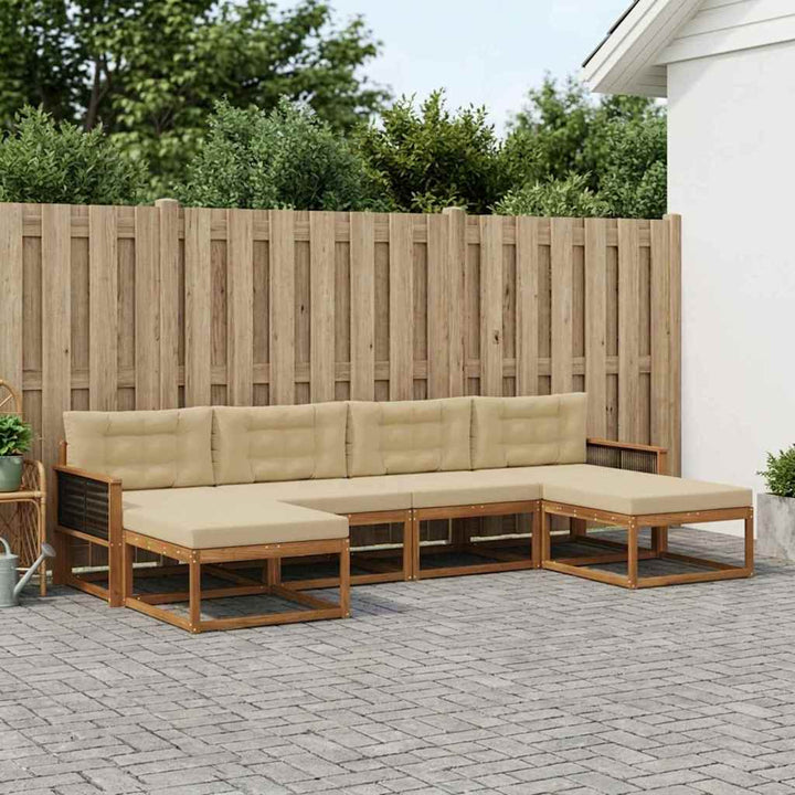 Udendørs sofagruppe med pude 6 pcs Naturlig og Beige