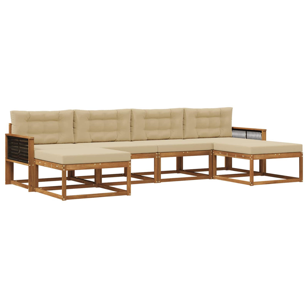 Udendørs sofagruppe med pude 6 pcs Naturlig og Beige