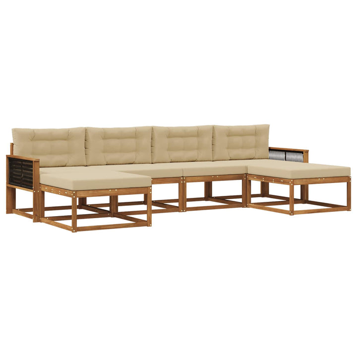 Udendørs sofagruppe med pude 6 pcs Naturlig og Beige