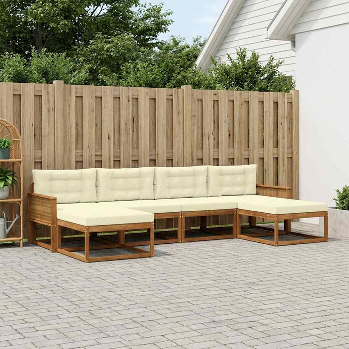 Udendørs sofagruppe med pude 6 pcs Naturlig og Fløde