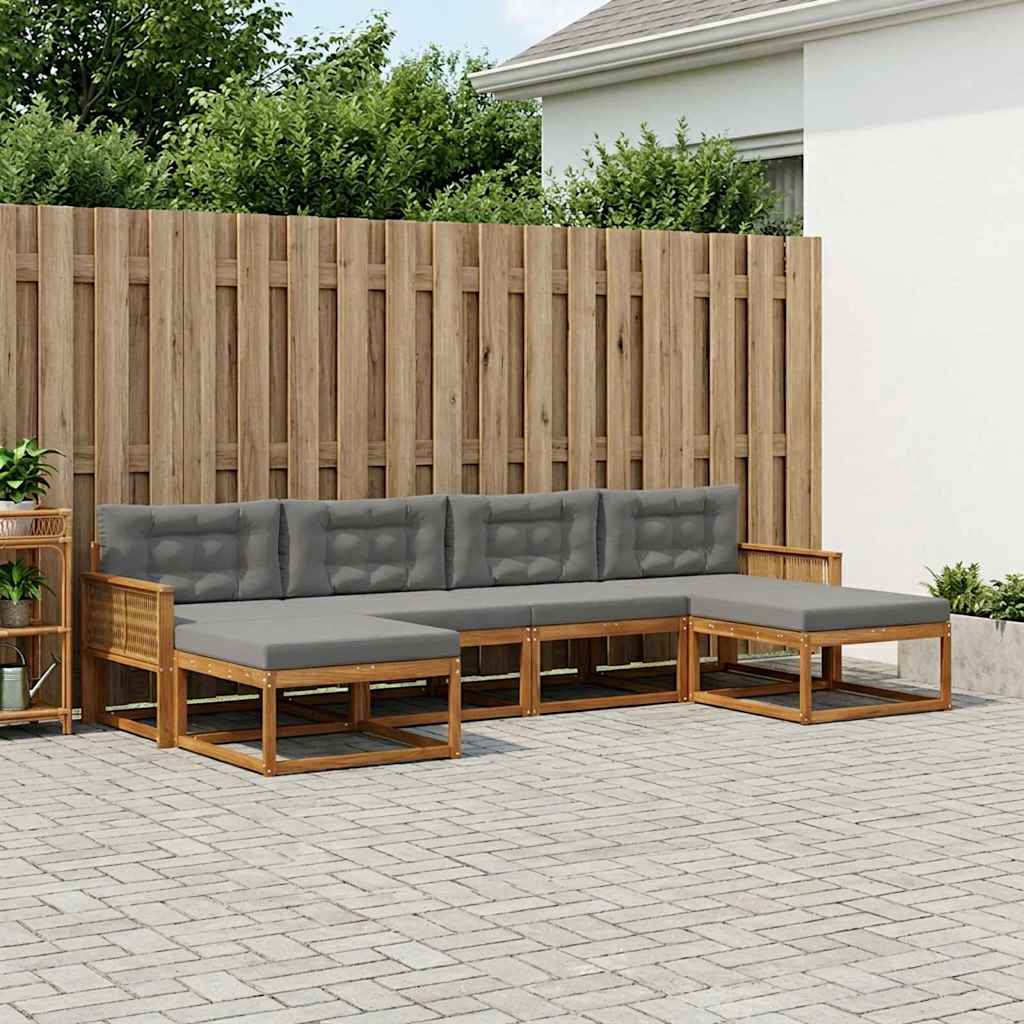 Udendørs sofagruppe med pude 6 pcs Naturlig og Antracit