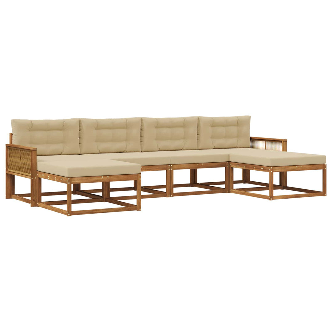 Udendørs sofagruppe med pude 6 pcs Naturlig og Beige