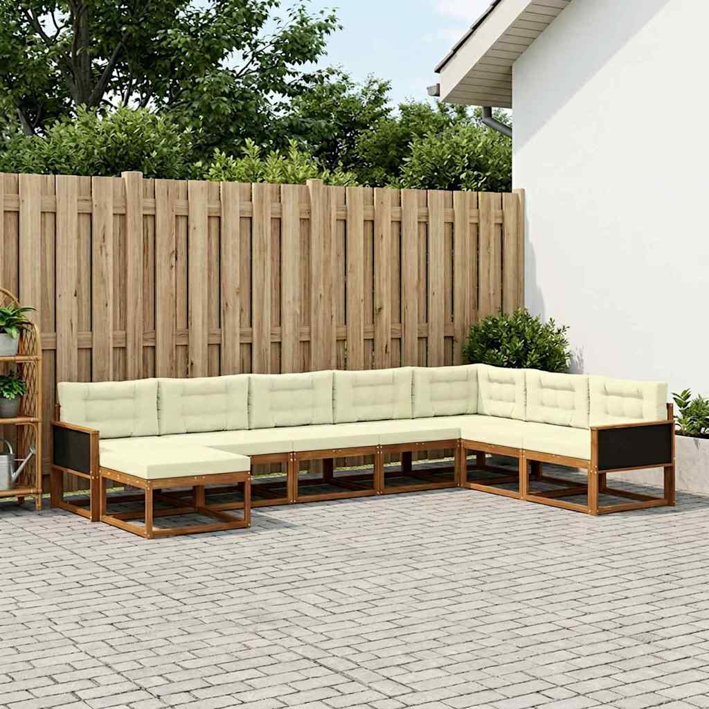 Udendørs sofagruppe med pude 8 pcs Naturlig og Fløde