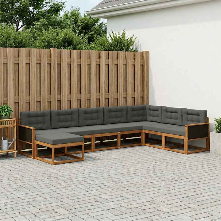 Udendørs sofagruppe med pude 8 pcs Naturlig og Antracit