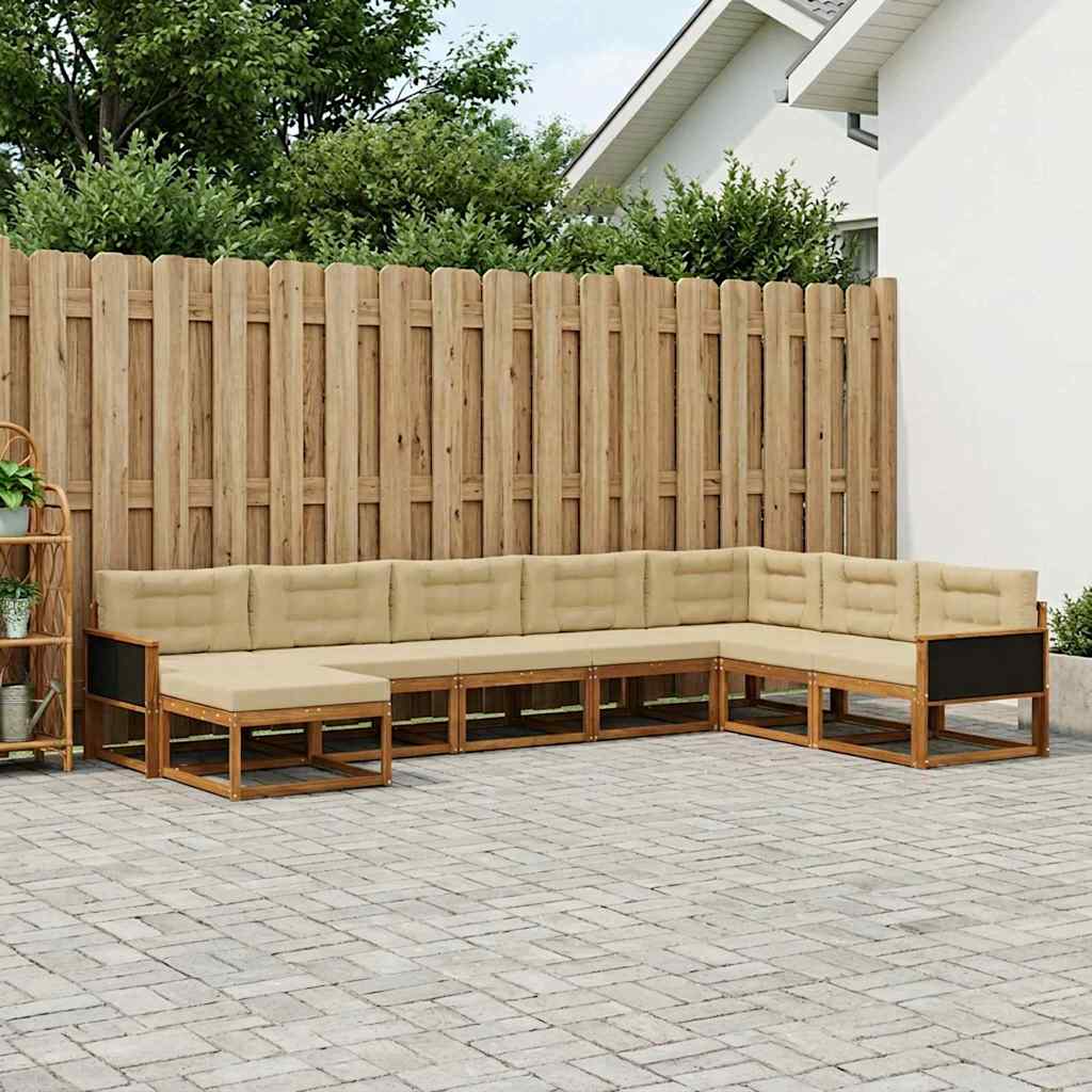 Udendørs sofagruppe med pude 8 pcs Naturlig og Beige