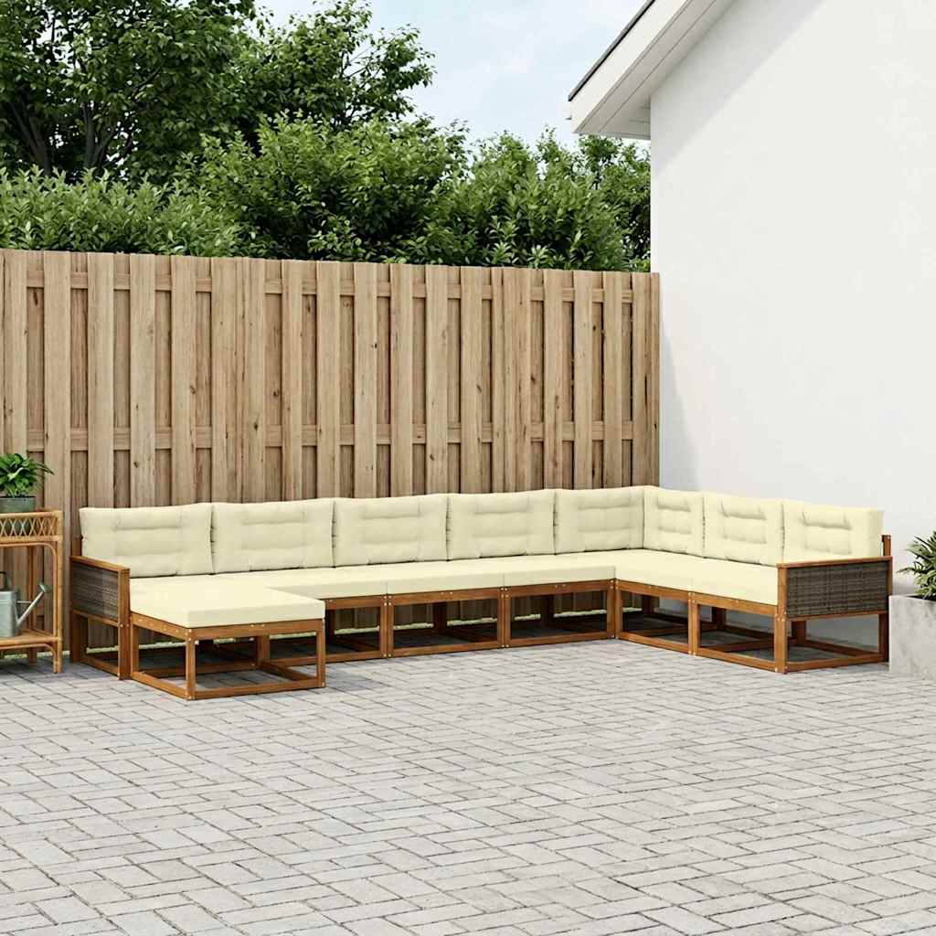 Udendørs sofagruppe med pude 8 pcs Naturlig og Fløde