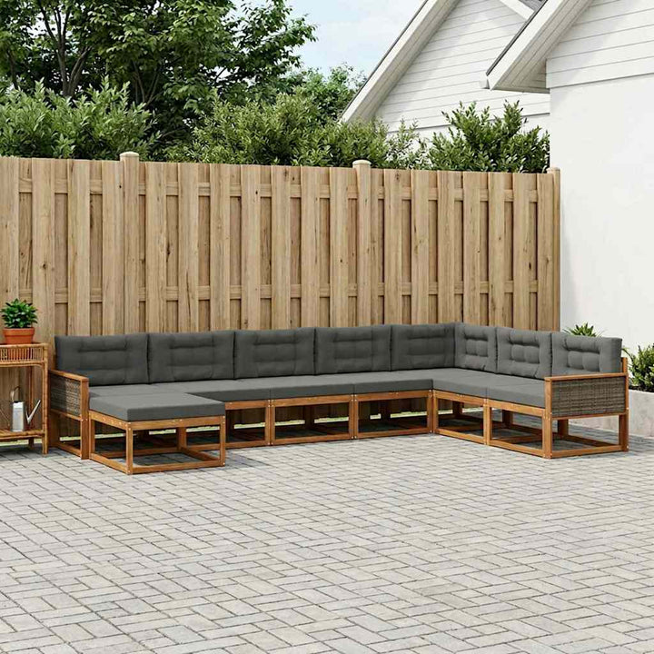 Udendørs sofagruppe med pude 8 pcs Naturlig og Antracit