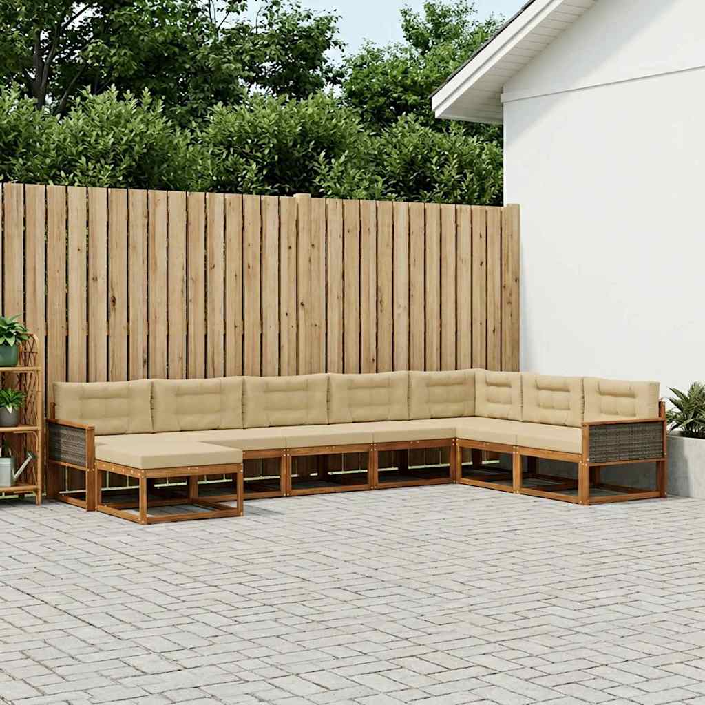 Udendørs sofagruppe med pude 8 pcs Naturlig og Beige