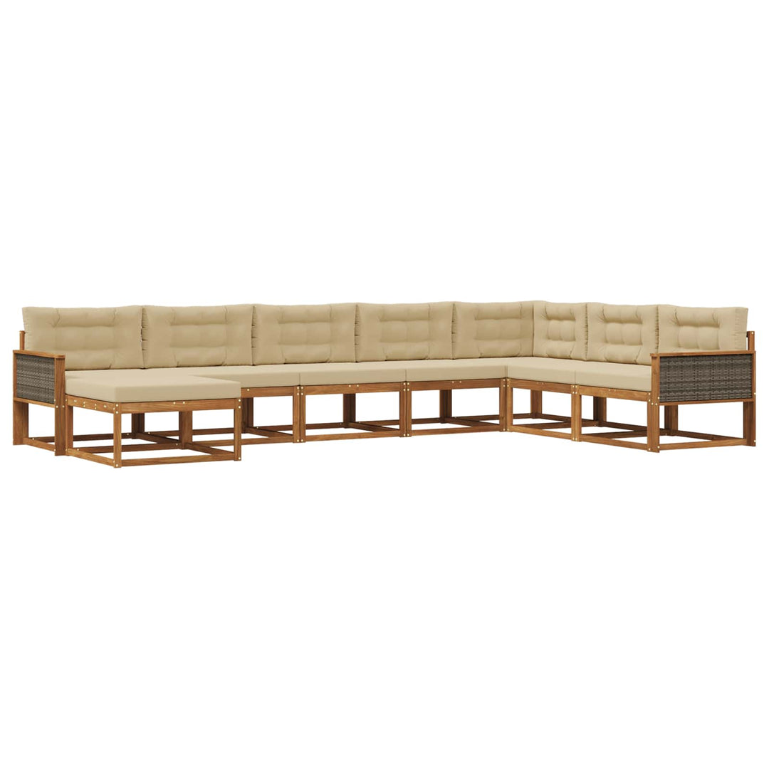 Udendørs sofagruppe med pude 8 pcs Naturlig og Beige