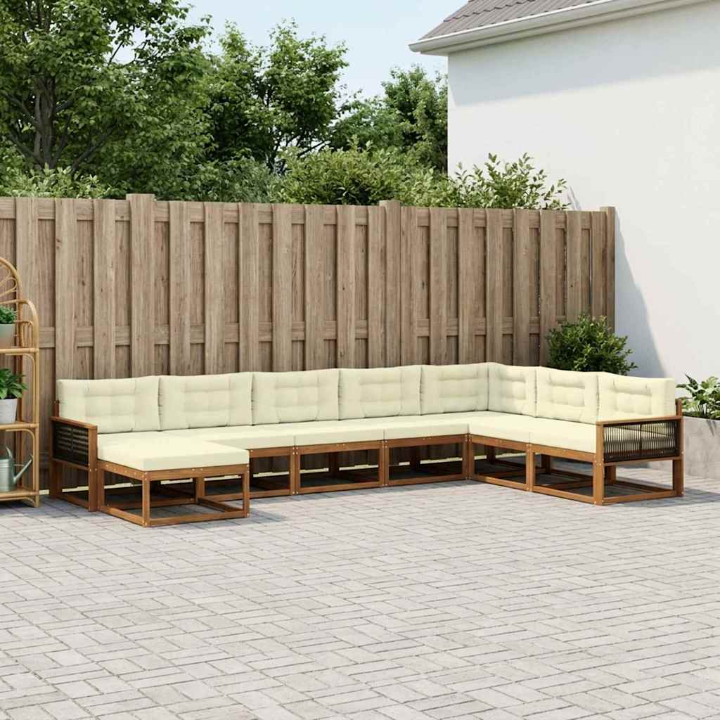 Udendørs sofagruppe med pude 8 pcs Naturlig og Fløde