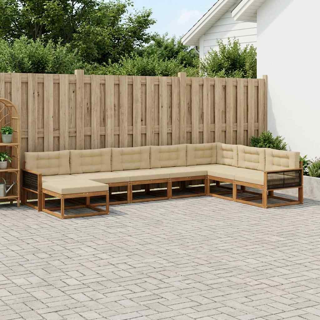 Udendørs sofagruppe med pude 8 pcs Naturlig og Beige