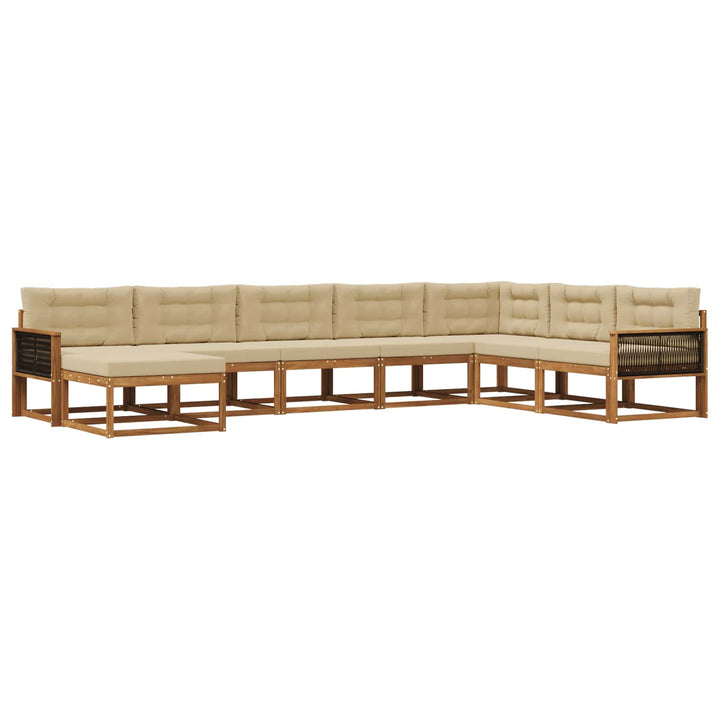 Udendørs sofagruppe med pude 8 pcs Naturlig og Beige