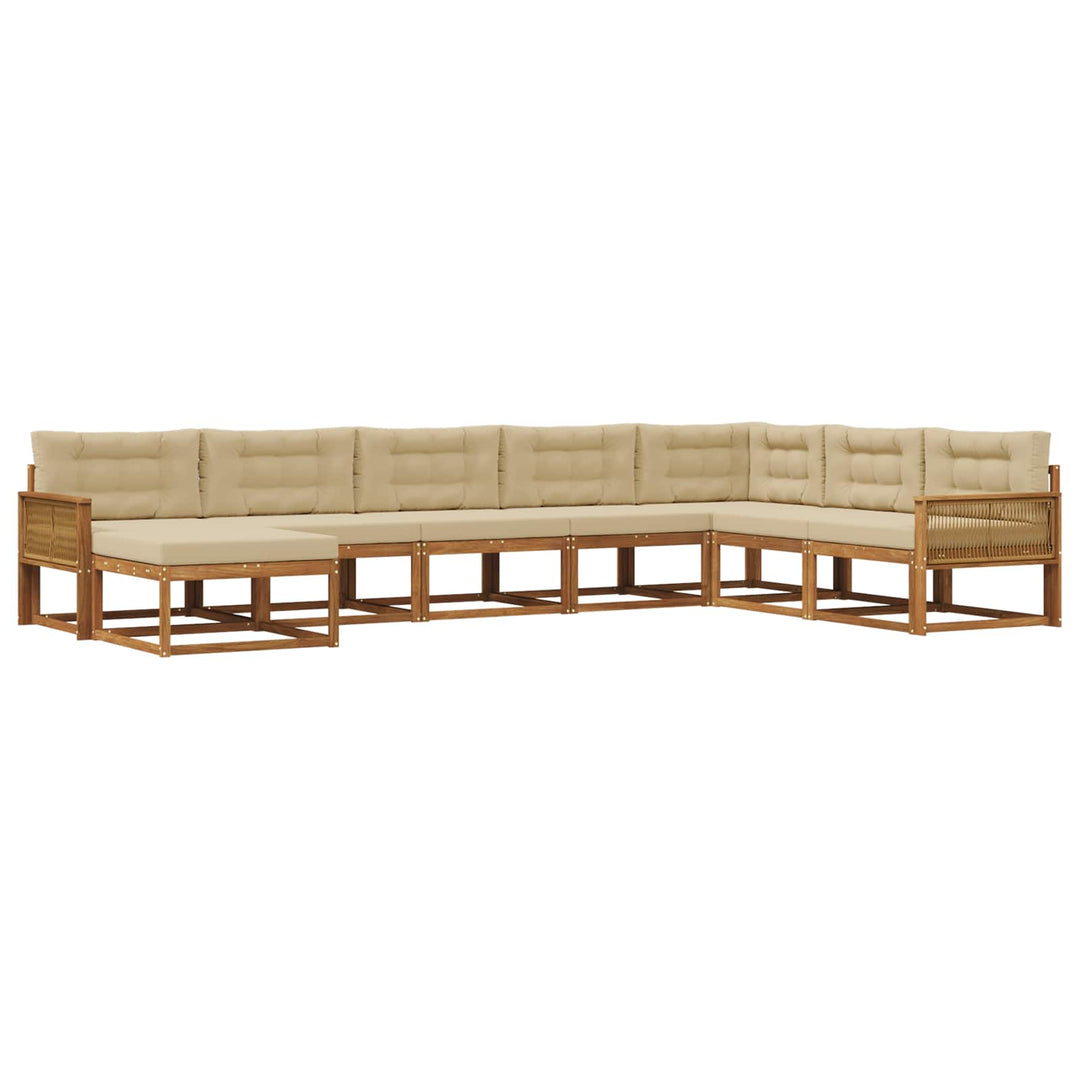 Udendørs sofagruppe med pude 8 pcs Naturlig og Beige