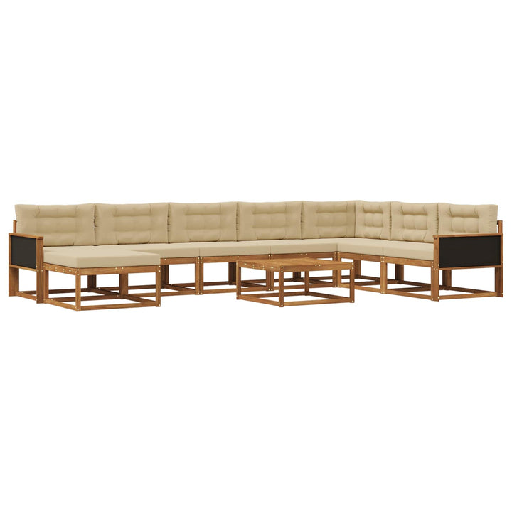 Udendørs sofagruppe med pude 9 pcs Naturlig og Beige